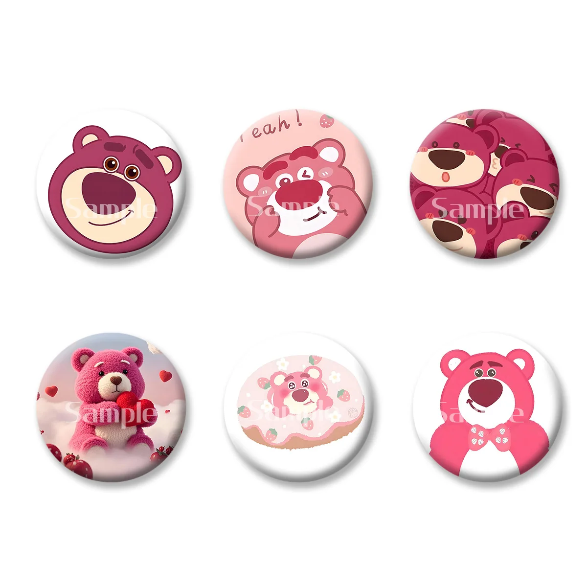 

Toy Story Lotso Cute Bear Flash Badge Keychains Makeup Mirror Fridge Magnet ACG Goods Anime Cartoon Peripherals Birthday Gift