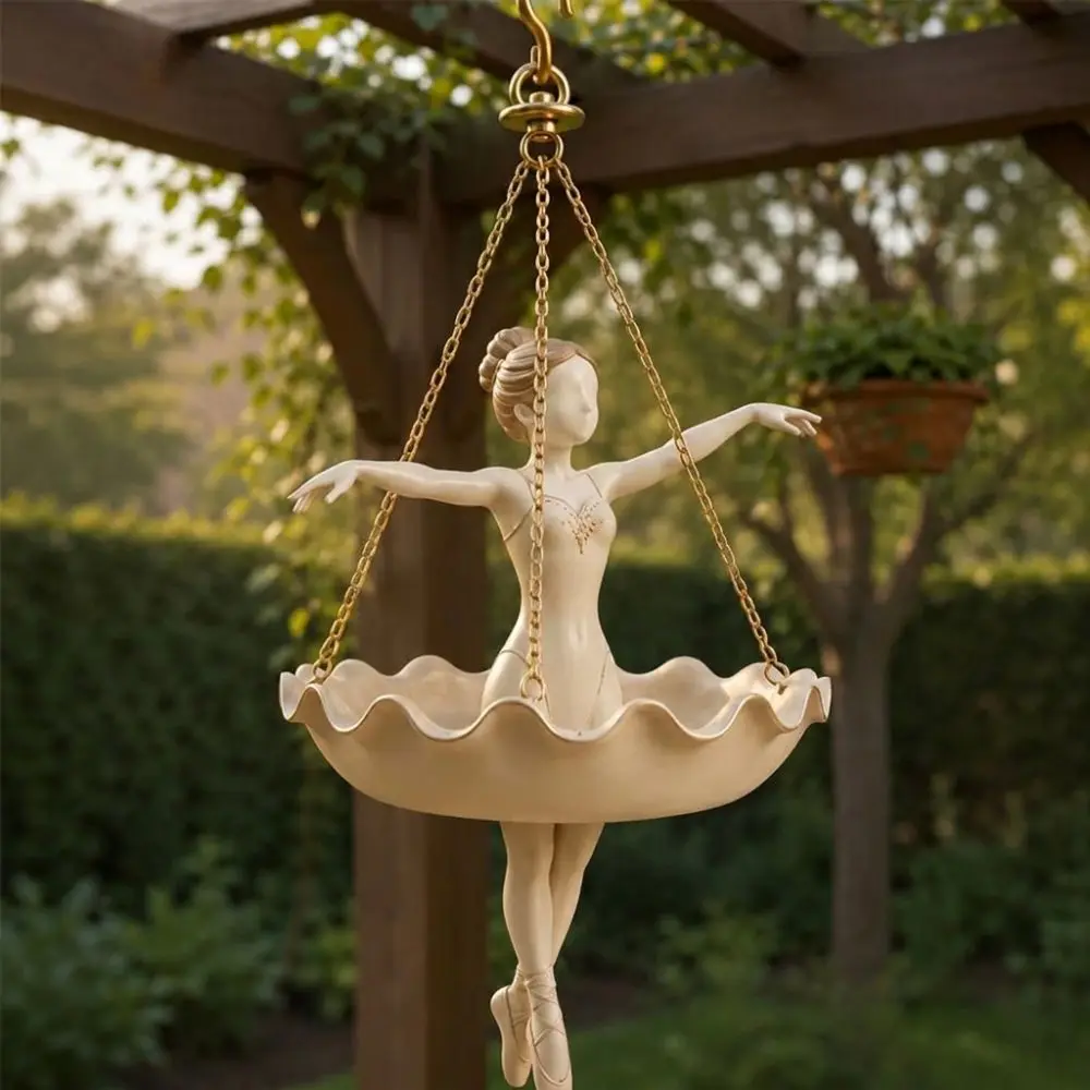 Resin Ballet Dancer Hanging Planter Elegant Ballerina Figure Hand Carved Fairy Flower Pot Whimsical Vintage Flower Container
