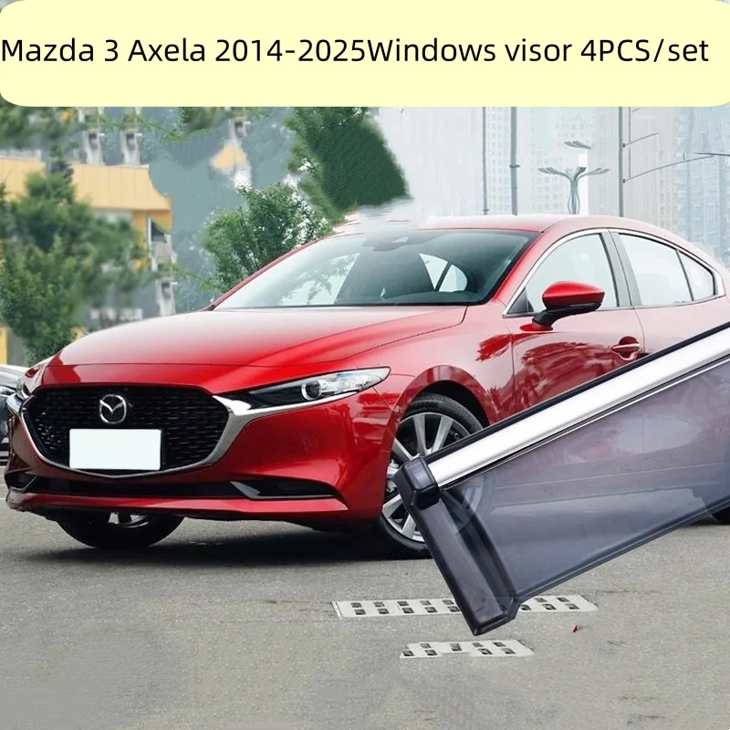Для Mazda 3 Axela 2014-2025 автомобильный дефлектор бокового окна, оконный козырек, ветрозащитные щитки, защита от солнца и дождя, навесы, навесы