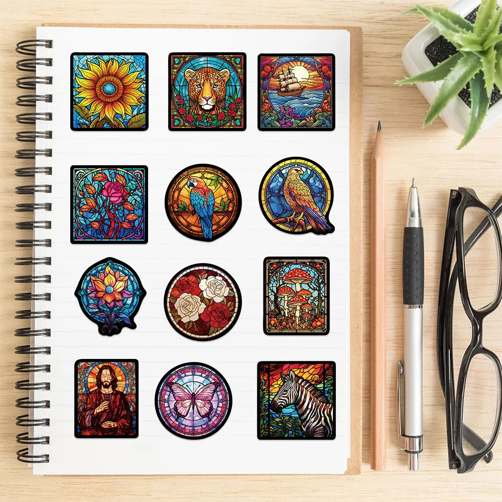 10/30/50PCS Elegant Stained Glass Style Art Graffiti Stickers for Water Cup Cell Phone Computer Notebook Stationery Luggage
