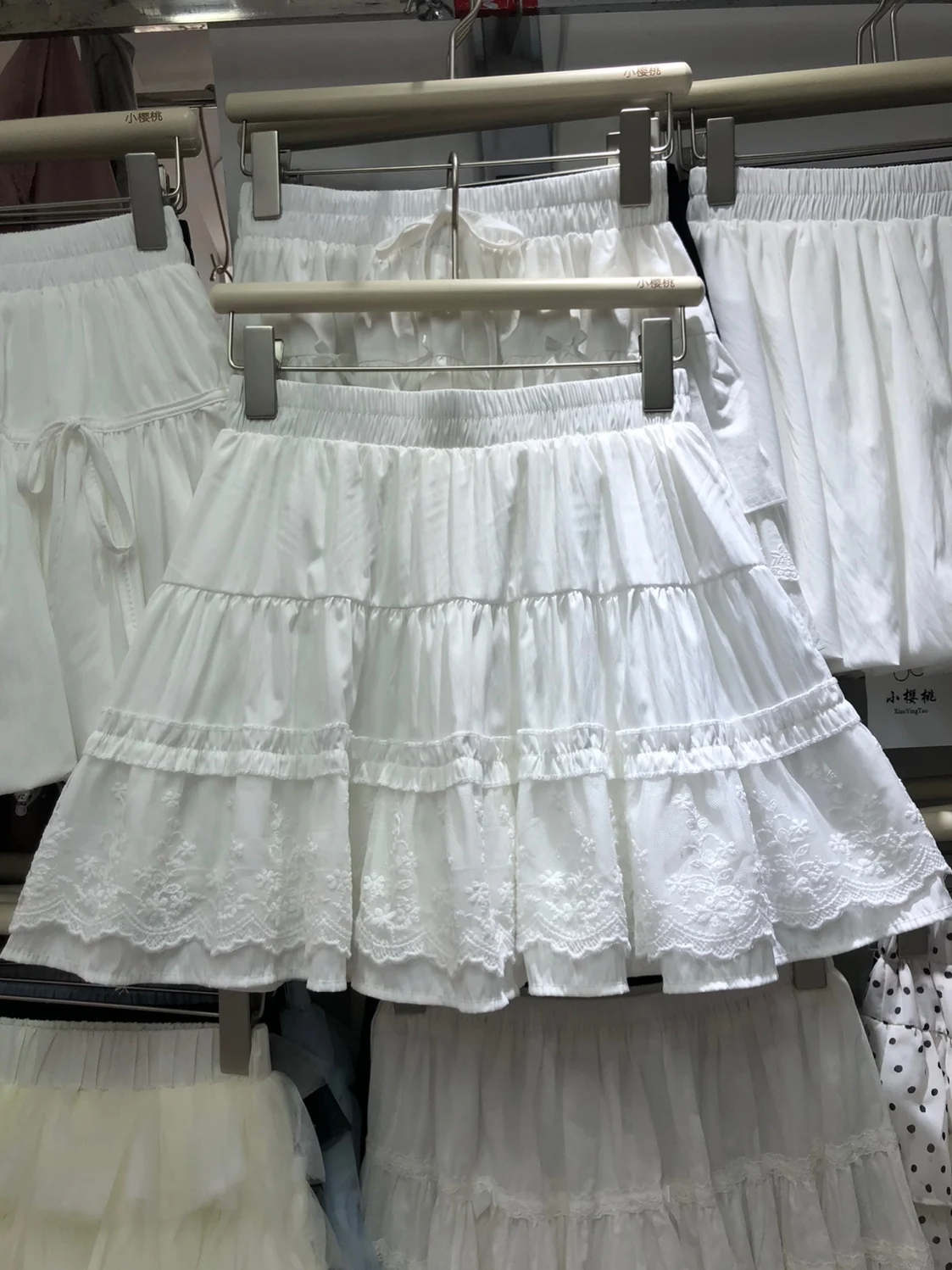 

Юбка-полусолнце в балетном стиле для женщин, весна-лето, белая, с кружевными вставками, А-силуэт, свободный крой, высокая талия