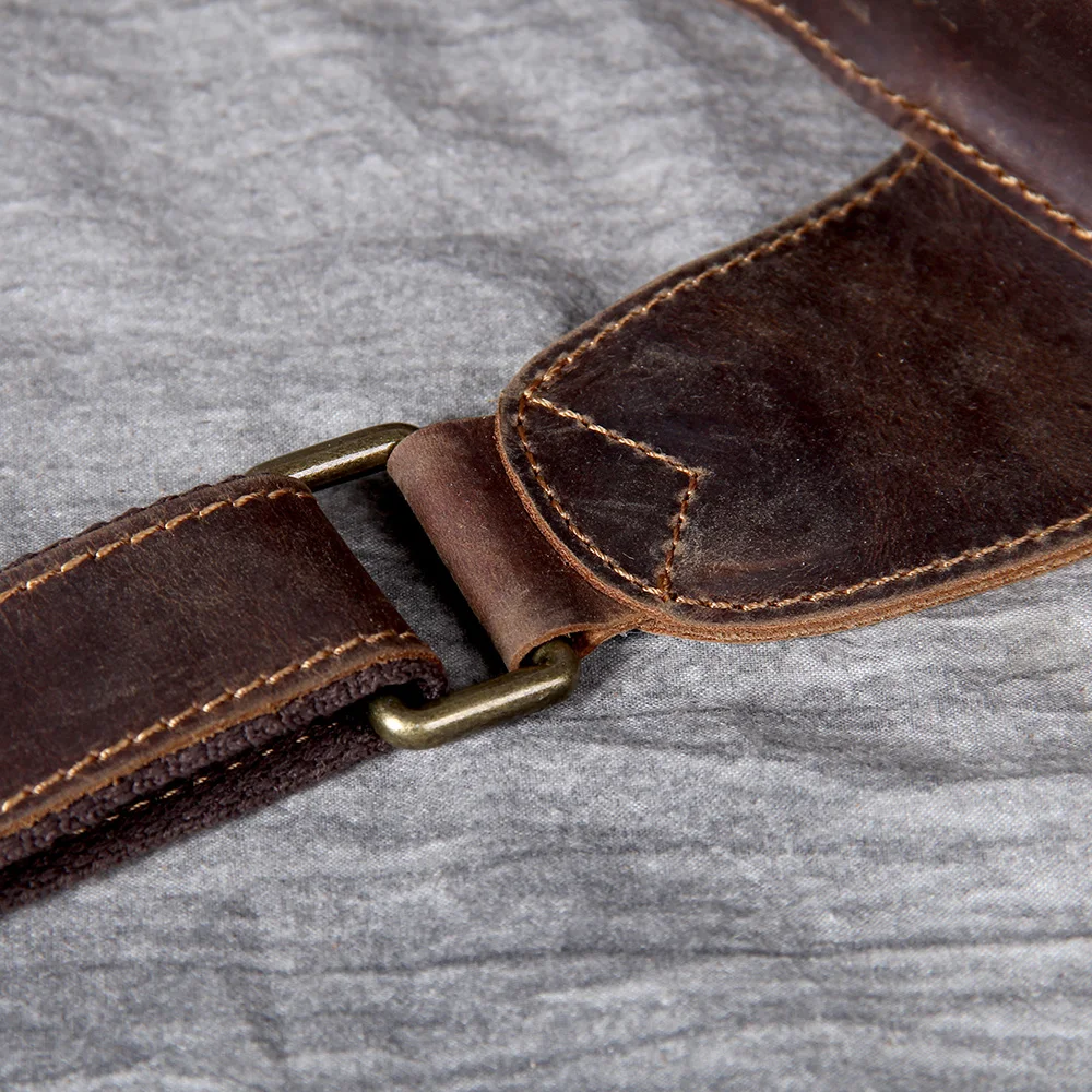 S.WORKER Brusttasche aus Vollnarbenleder für Herren, Umhängetasche aus echtem Leder für Herren, Vintage Retro Freizeittasche – Detail 12