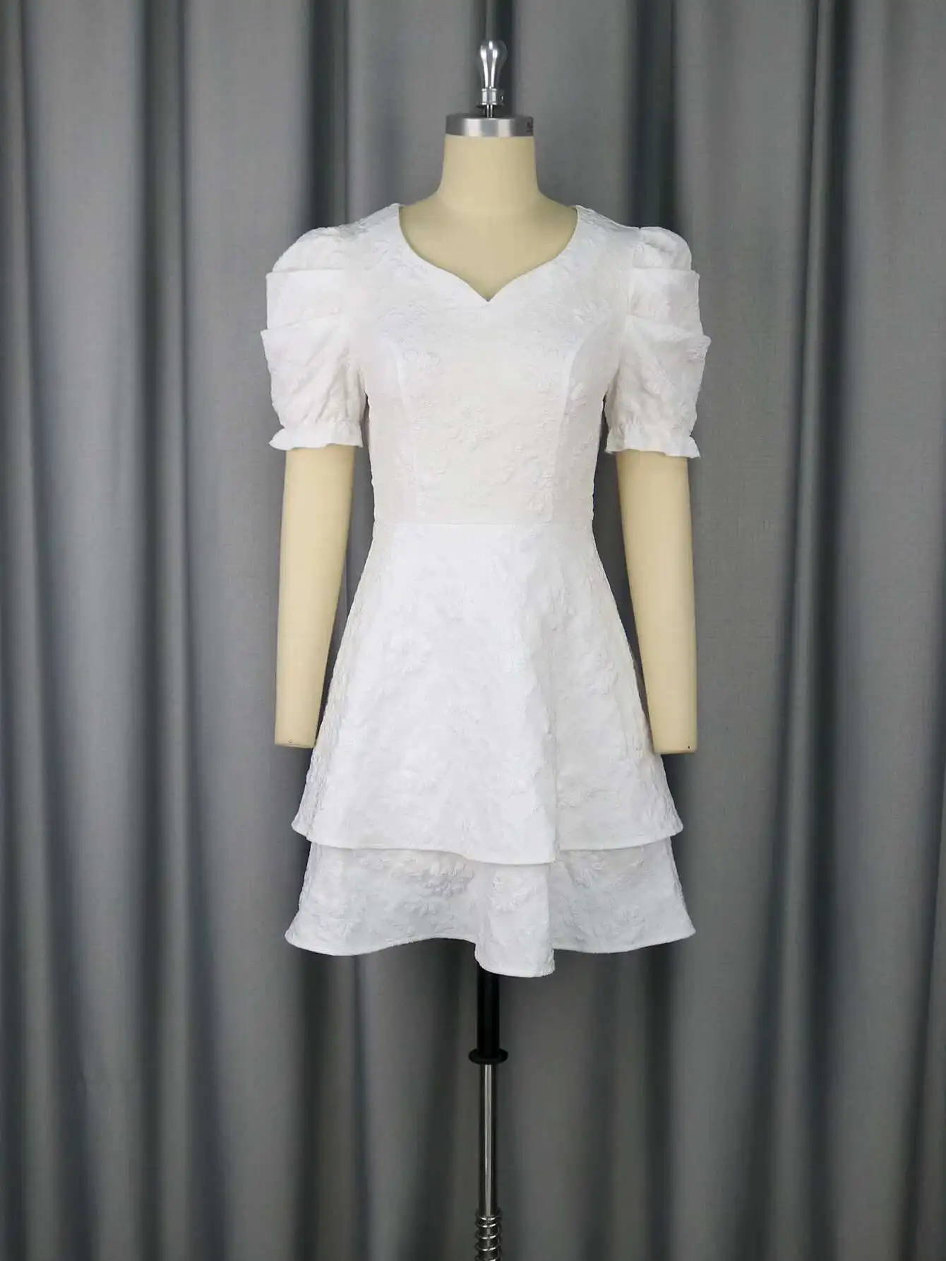 Nowa Elegancka Sukienka z Dekoltem w Serek, Podkreślająca Talia, na Wesele, z Bufiastymi Rękawami, Pełna Gracji Sukienka Druhny, Letnia Sukienka 2025, Szata, Vestido Damskie