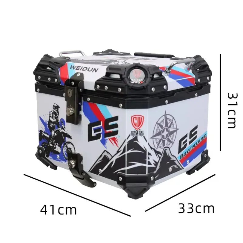 

STLF Fashion Sticker Waterproof Large Capacity Motorbike Top Box Durable 45L Motorcycle Tail case Rear Cargo Luggage