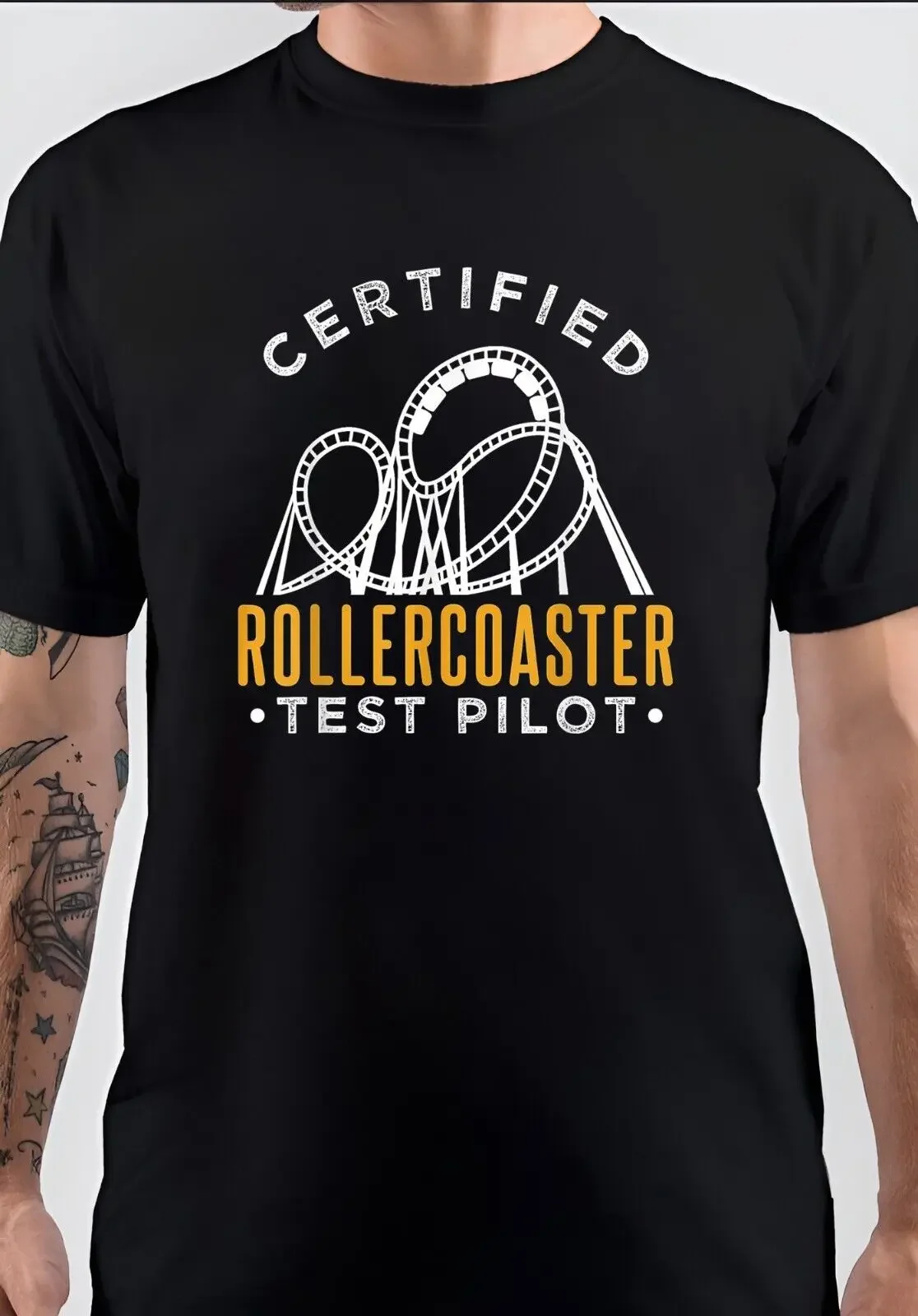 NWT Certified Rollercoaster Test Pilot Funny Unisex T-Shirt long or short sleeves