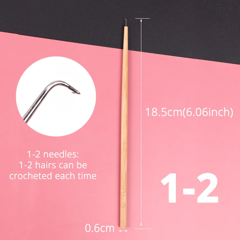4 Pcs Different Size Ventilating Needles For Lace Wigs Making Long Wooden Handle Crochet Needle Hair Wig Making Tools image 2