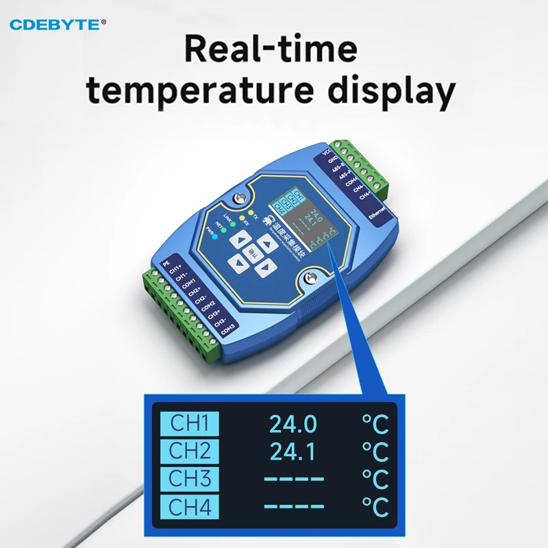 Imagem -03 - Módulo de Aquisição de Temperatura Vias Pt100 Rtd Ethernet Rs485 com Tela Oled Cdebyte Me31-xdxx0400 Suporte Modbus