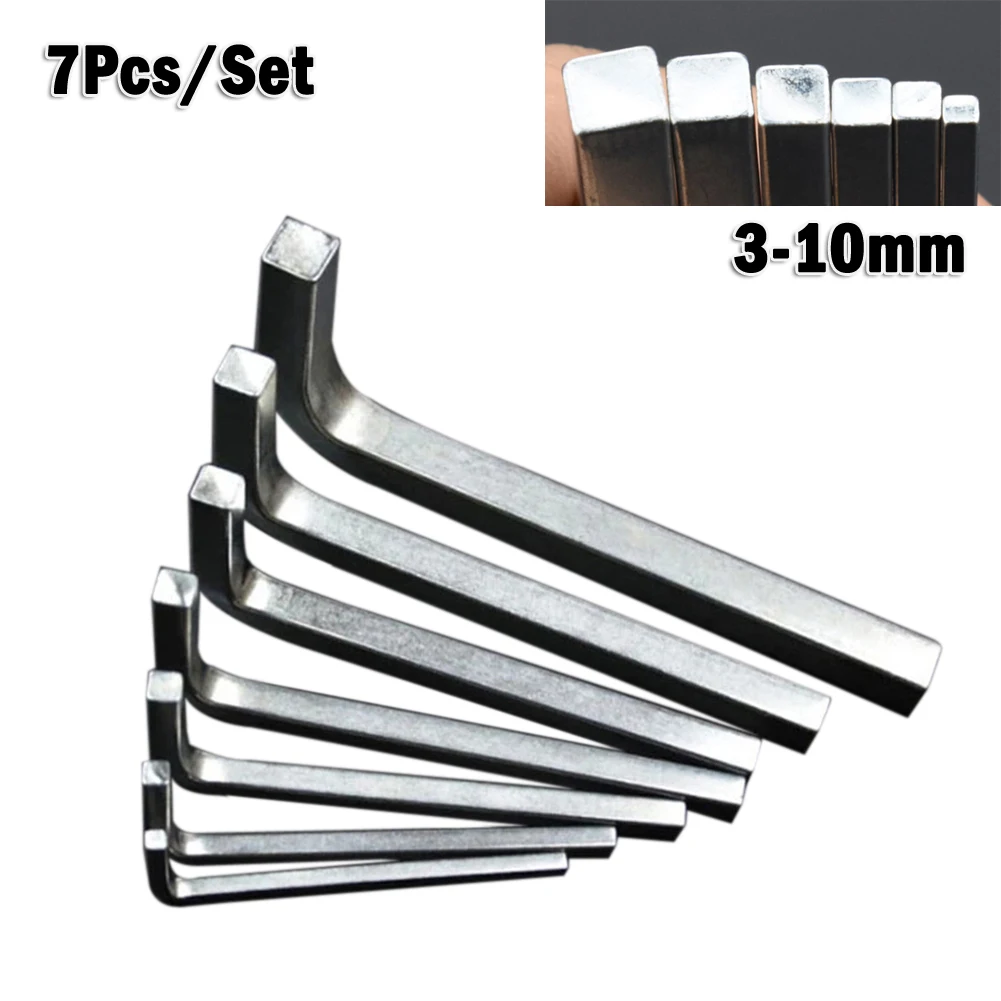 Head Wrench Wrench 3mm-10mm 4 Screwdriver Silver Square Square Head 3-10mm Tool 7 Pcs/set Attachment Equipment