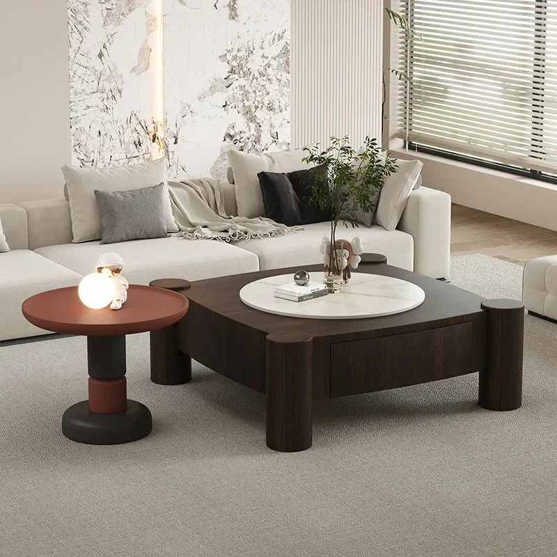 for 2026 New Designer Art Living Room Size Round Coffee Table Combination High Sense Modern Simple Natural Marble