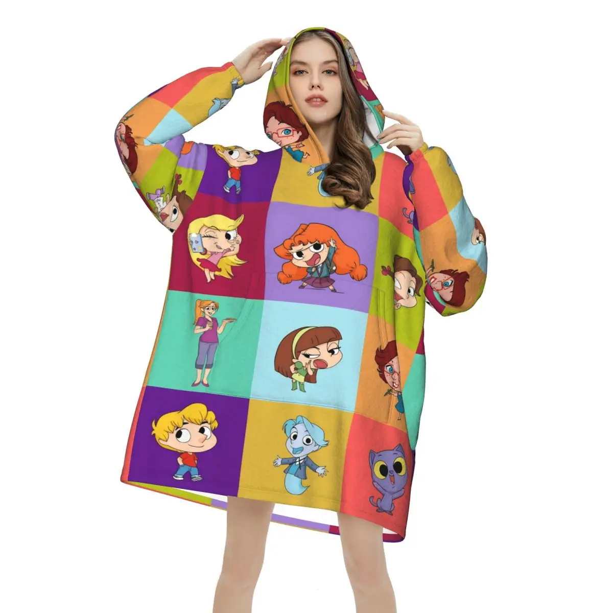 Mortelles Adeles Oversized Blanket Hoodie Sweatshirt Long Fleece Hooded Wearable Blanket with Large Pocket for Women Men