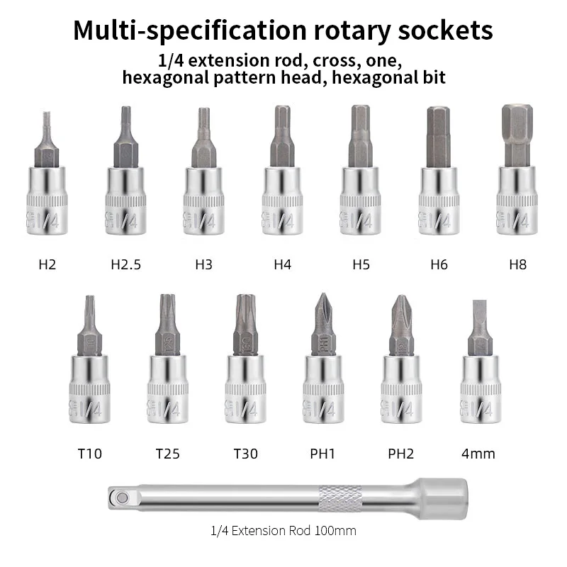 TOOPRE Bicycle Torque Wrench Preset Adjustable Torque 1/4 Xiaofei 2-24NM Ratchet Wrench Set Bicycle Repair Tool