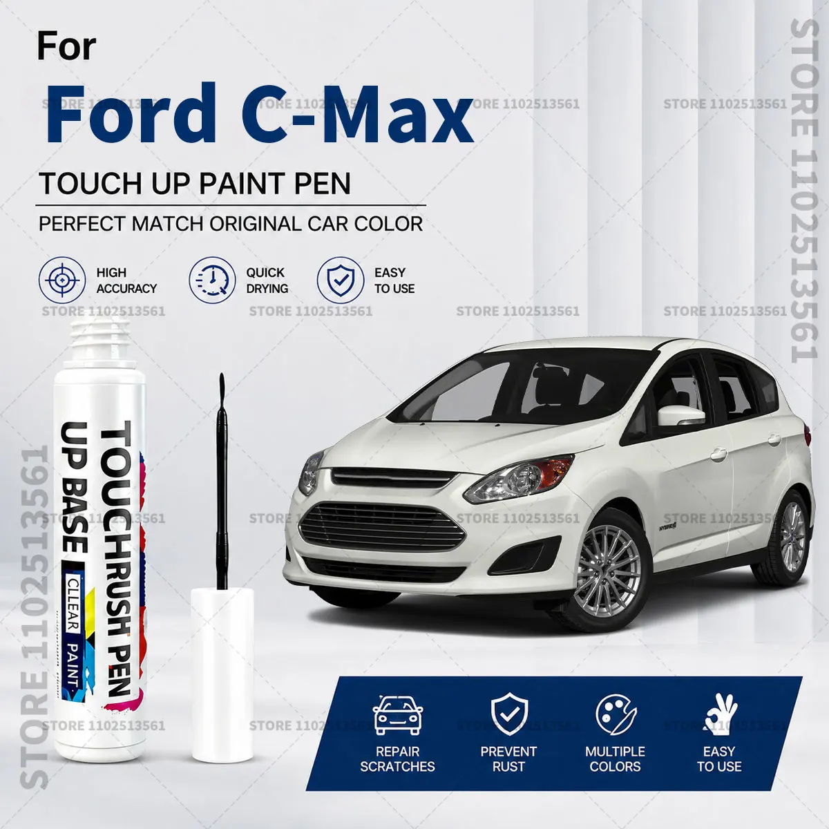 For Ford C-Max White Blue Car Paint Touch Up Pen Scratch Repair Remover Auto Body Repair Marker Waterproof Car Paint Repair Tool