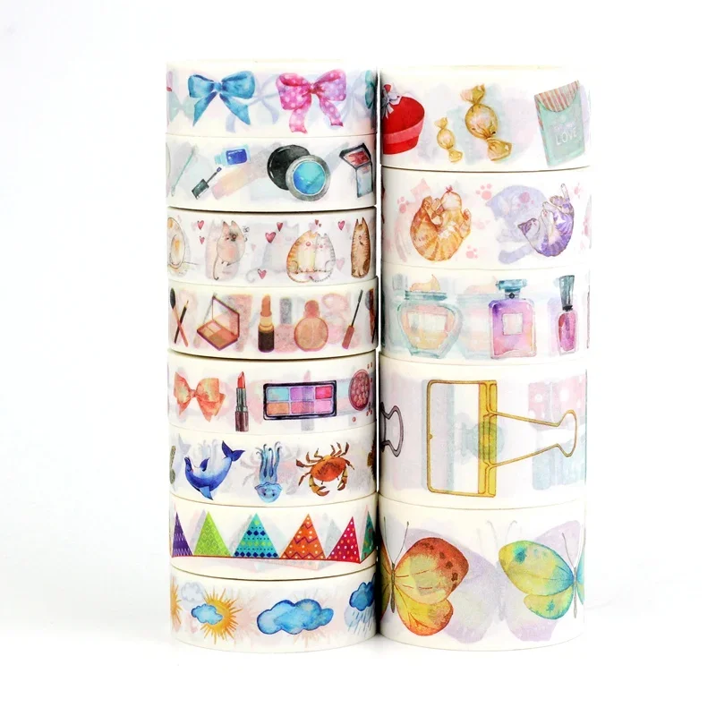 1PC 10M Deco Books  Makeups Paper Washi Tape Set for Planner Scrapbooking Adhesive Masking Tape Kawaii Papeleria School Supplies