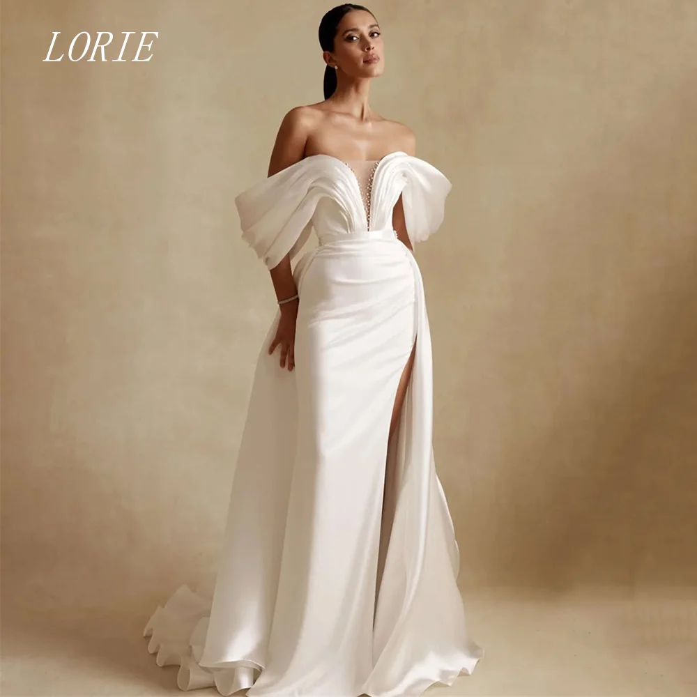 

LORIE Luxury Mermaid Civil Wedding Dress Elegant Off The Shoulder Bridal Dresses Beading Engagement Wedding Gown Customized 2026