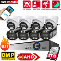 8 Channels 8MP AHD CCTV Camera Wired Security System 4K HD Video Surveillance DVR Kits Infrared Color Night Vision 8CH XMEye Pro