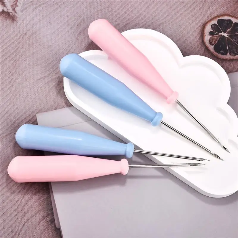 1pc Candle Mold Perforation Sewing Awl Bags Hole Hook DIY Handmade Leather Craft Tool Plastic Handle Cone Needle