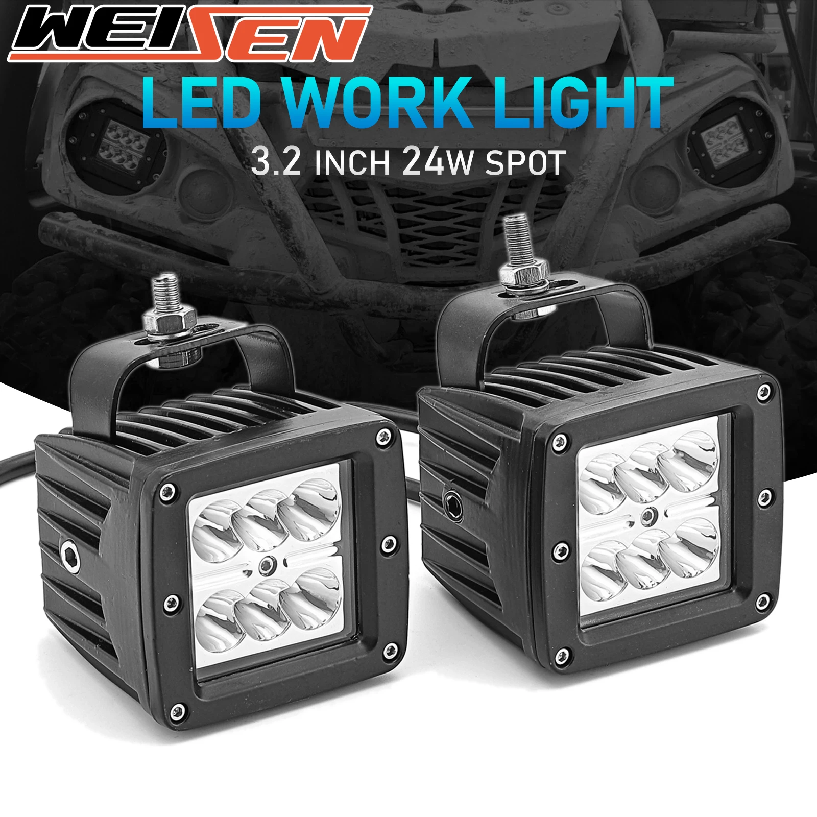 

Universal 2pcs 24 W 12V/24V LED Work Light for Off-road Vehicle Lighting, Emergency & Rescue Lighting, ATV/UTV/Golf Cart Boat