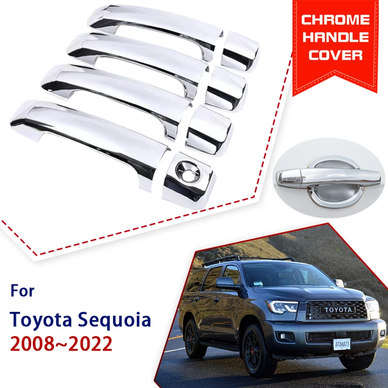 

Хромированная внешняя крышка дверной ручки, подходит для Toyota Sequoia XK60 2008 ~ 20222, автомобильные защитные аксессуары, наклейка 2017 2018 2019 2020 2021