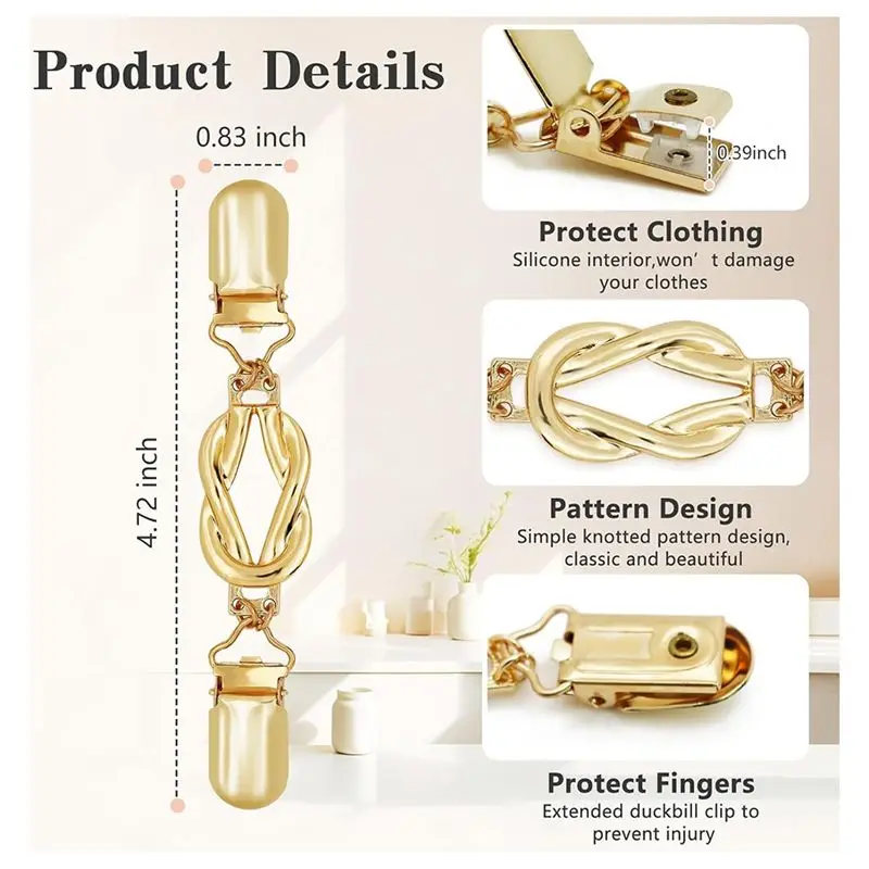 TEXU Dress Back Cinchers& Sweater Clips-4Pcs Elegant Waist Cincher Clips For Women In Gold And Silver