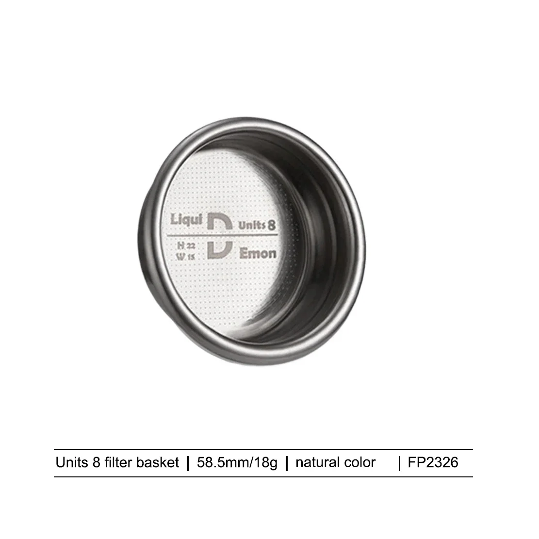 Muvna Units 8 filtermand 18/20/22g espresso-filtermand van roestvrij staal en titanium voor 58 mm portafilter, barista-koffieaccessoires.