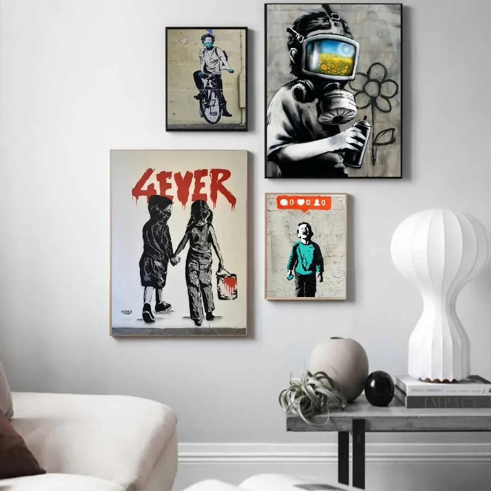 Scandinavian Simple Wall Art Street Graffiti Pop Banksy HD Canvas Painting Poster Print Home Bedroom Living Room Decoration