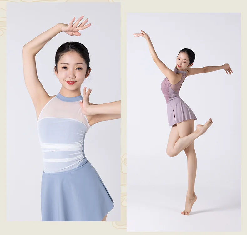 2023 New Women Modern Dance Practice Costume Latin Ballet Tight Fitting One-piece Tops Summer Sexy Blue Sleeveless Vest Jumpsuit