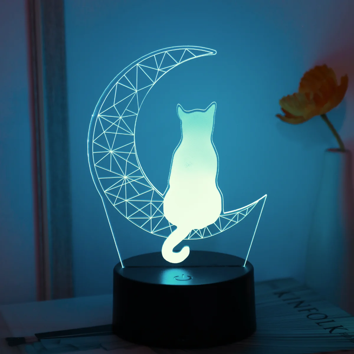 Usb powered 3D illusion night light - touch seven color ambient light, decorative light, bedside lamp, perfect gift light.