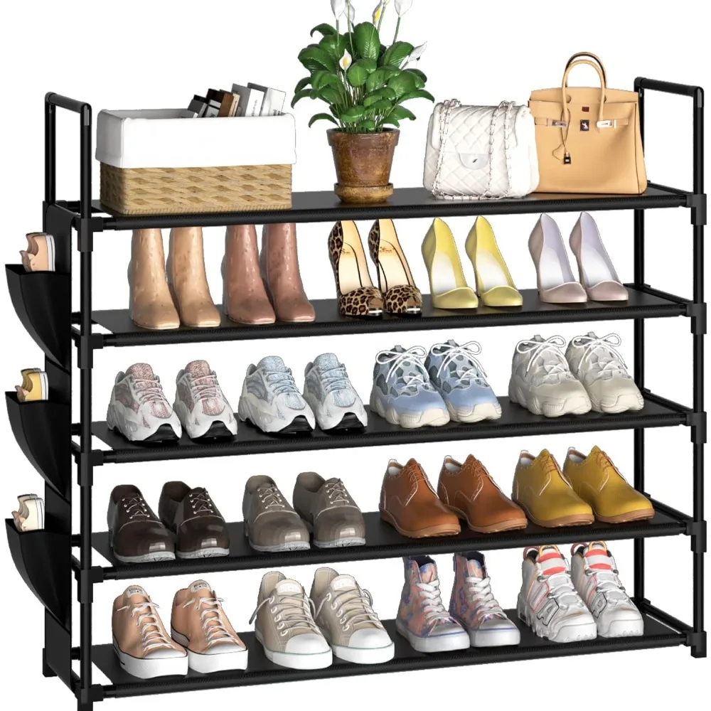 

5 Tier Shoe Organizer Rack for Closet, Entryway, Garage, Door, Space Saving, Shoe Holder Stand/Tower, Large, 20-25 Capacit