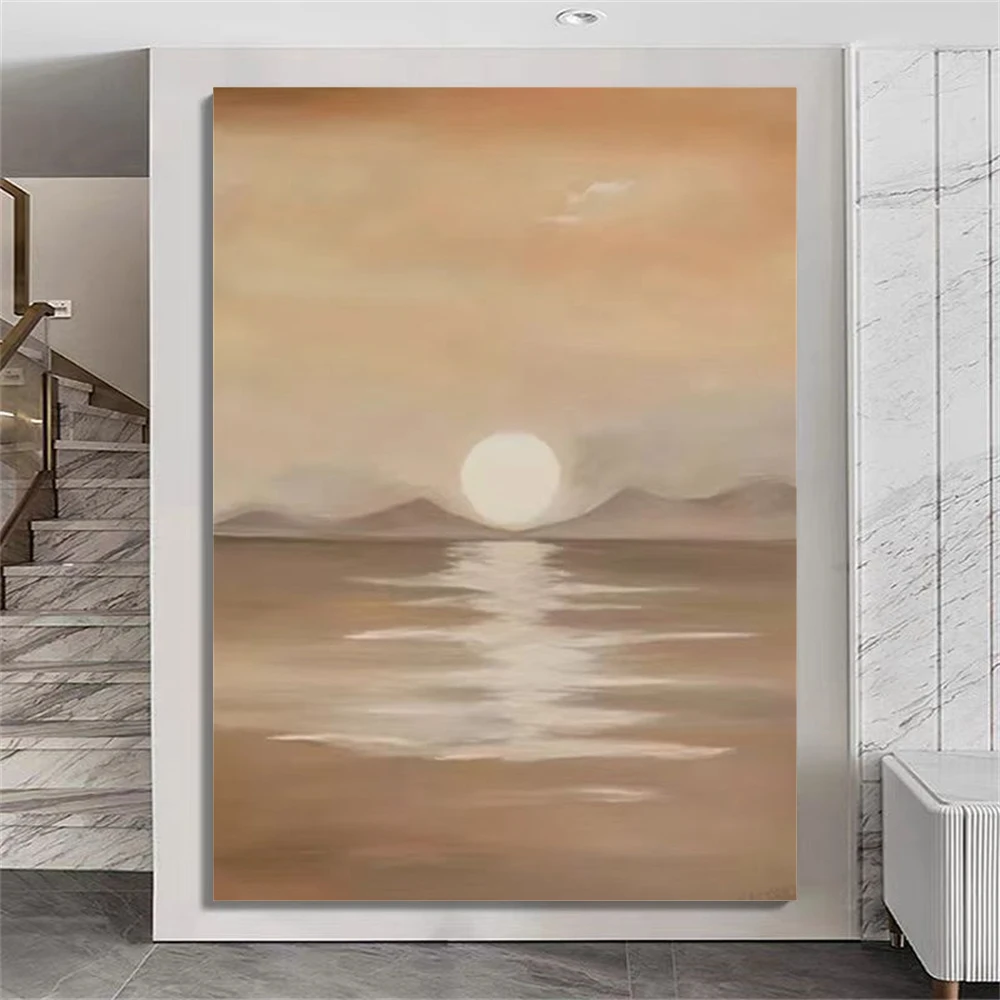 

Large High Quality Handmade Knife Oil Paintings Handpainted Abstract Modern Canvas Poster Home Decor Sea View Palette Picture