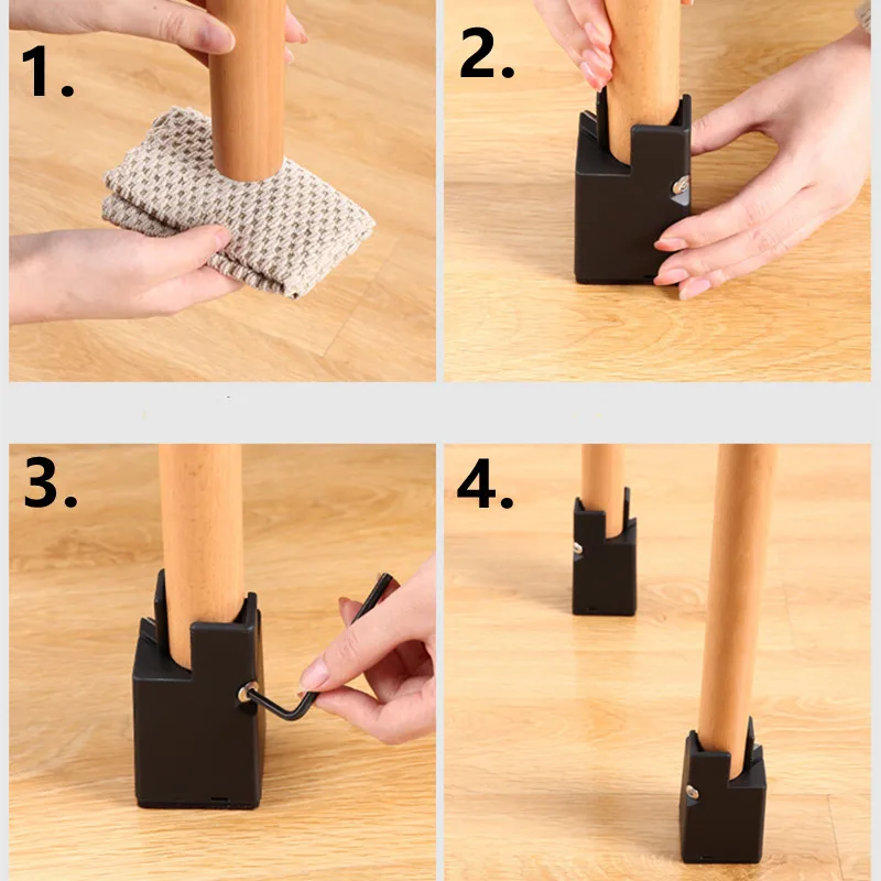 4Pcs Adjustable Chair Feet Riser 5/10cm Heavy Duty Desk Couch Bottom Elevator Metal Sofa Table Raiser Bed Furniture Risers