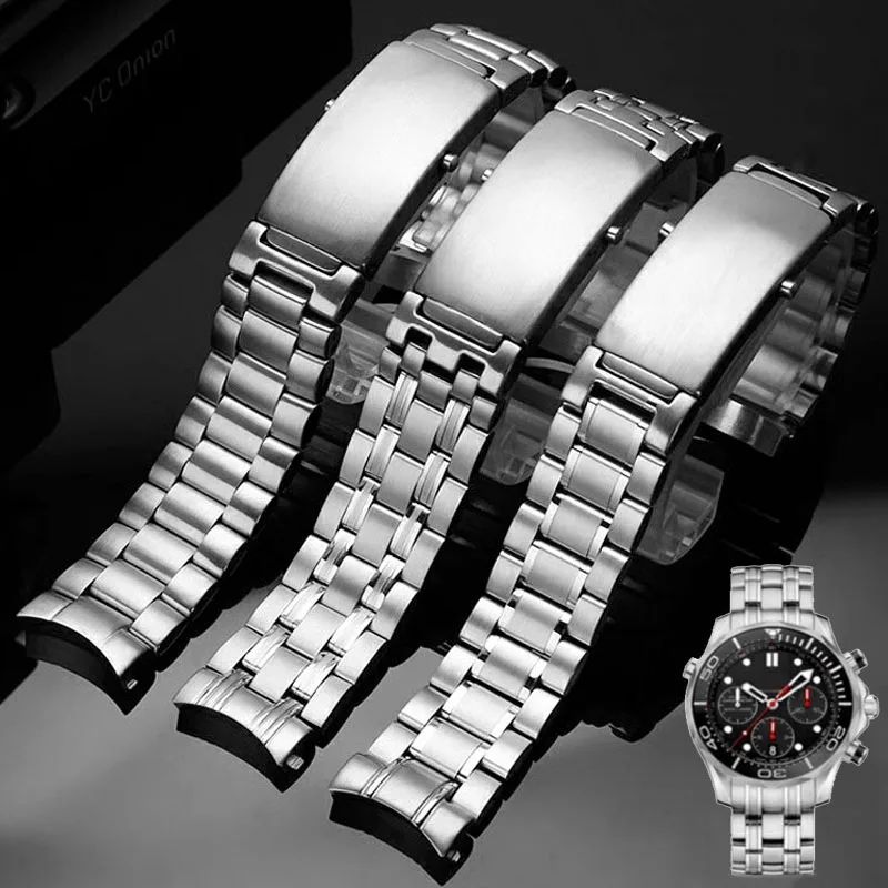 Watch Bands Solid Stainless Steel Strap For Omega 007 Seamaster Planet Ocean 300m Sports watchband Bracelet 18mm 20mm 22mm