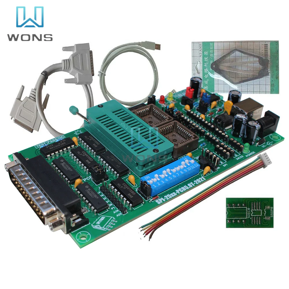 Diymore SPI 25xx PCB5.0T-2021 programator EPROM BIOS009 PIC obsługuje klips promocyjny 0.98 d12 PLCC32 + SOIC 8-pinowy Adapter