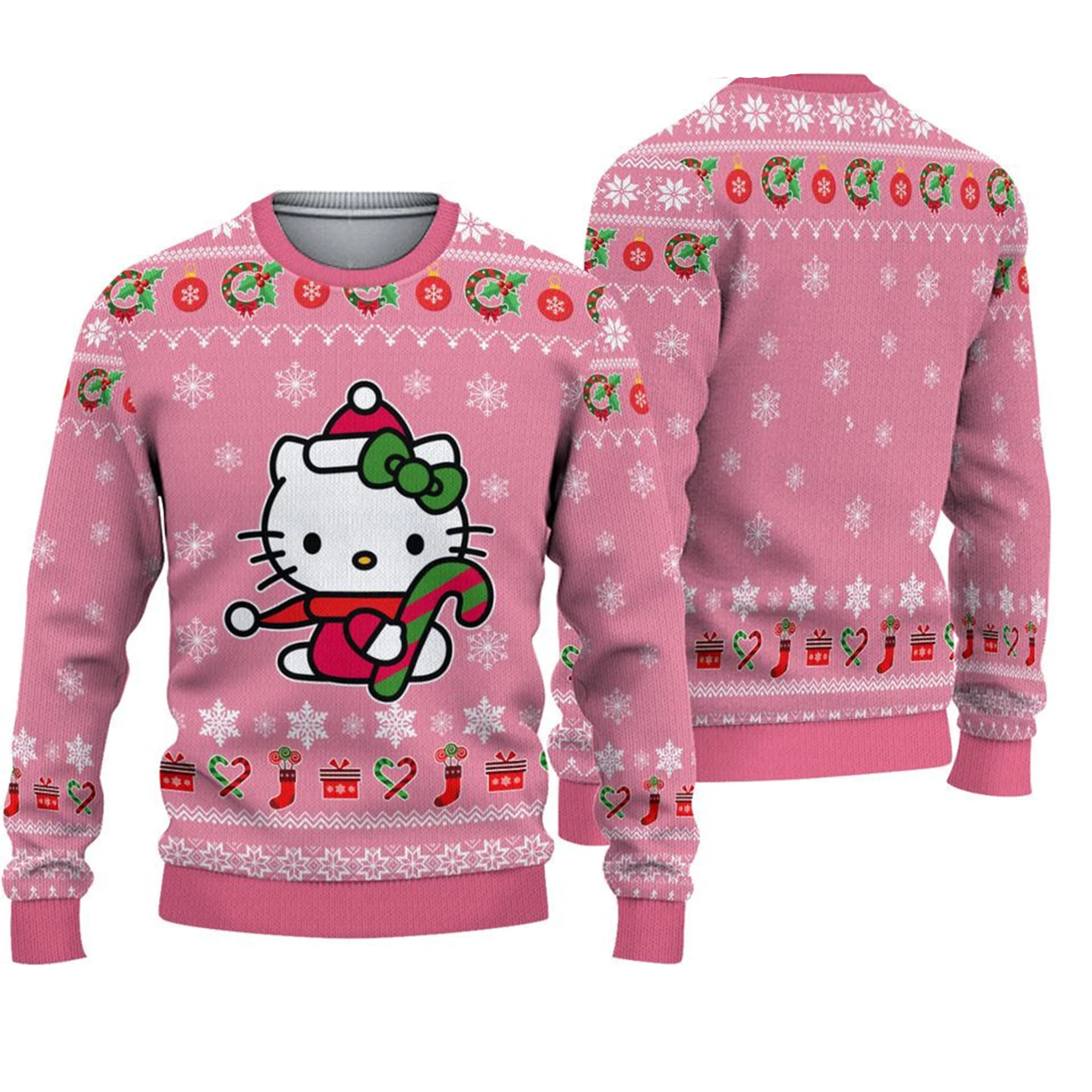 2026 سترة عيد الميلاد القبيحة الجديدة مع نمط مرحبا كيتي رائجة البيع عالية الجودة ملابس منزلية غير رسمية سترة الوالدين والطفل #2