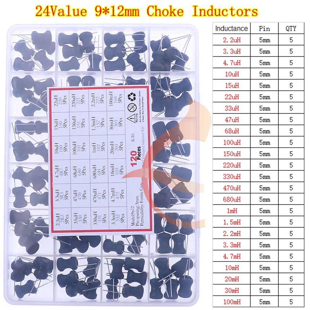 I자형 인덕터 키트 박스, 6x8, 8x10, 9x12, 2.2, 3.3, 4.7, 10, 15, 22, 33, 47, 68, 100, 220, 330, 470 680uH, 1mH, 2.2, 3.3, 4.7, 10, 20, 30, 100mH