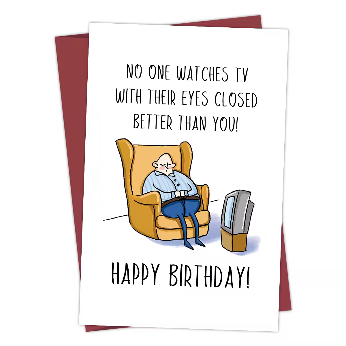 1PC Funny Creative Birthday Card,Funny Birthday Card For Dad, Husband, Grandpa, Watching TV With Eyes Closed Card,Thank You Card