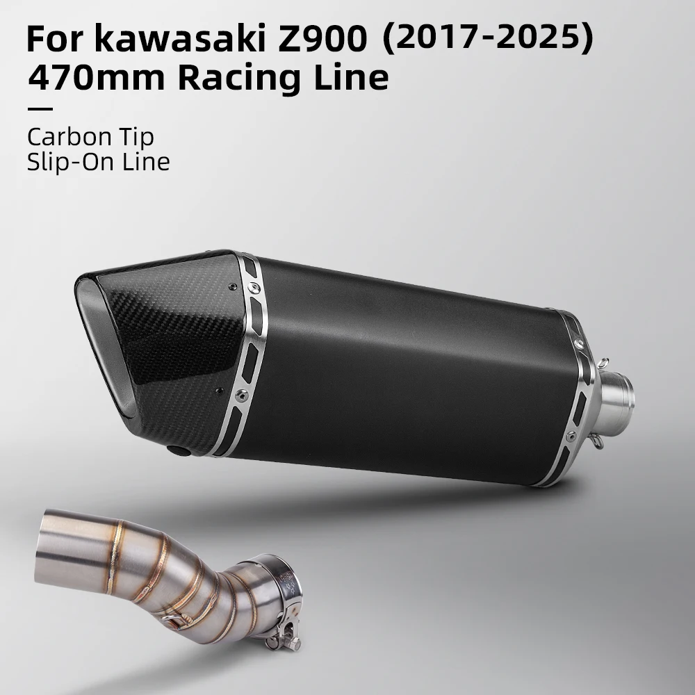 

For Kawasaki Z900 2017-2025 Motorcycle Exhaust Slip on Line Exhaust Middle Pipe Connect HF Carbon Muffler with DB Killer