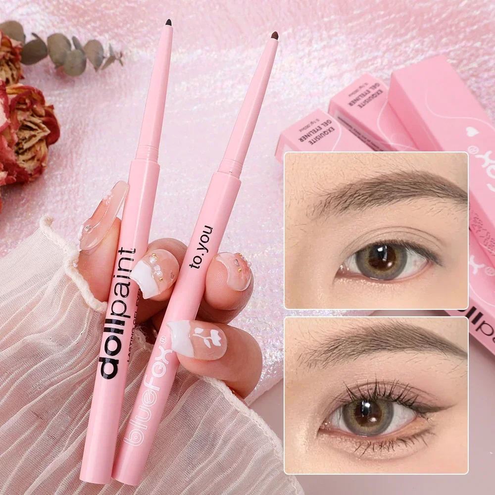 1pcs Matte Black Brown Eyeliner Gel Pen Waterproof Smooth Lasting Glitter Lying Silkworm Pen Not Bloom Eye Liner Makeup Comestic