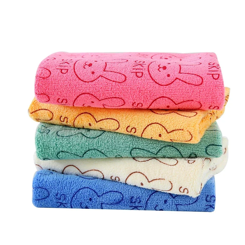 1Pcs Cute Bunny 30*30cm Baby Square Towel Thicken   Hook Towel Universal Handkerchief  Random Color