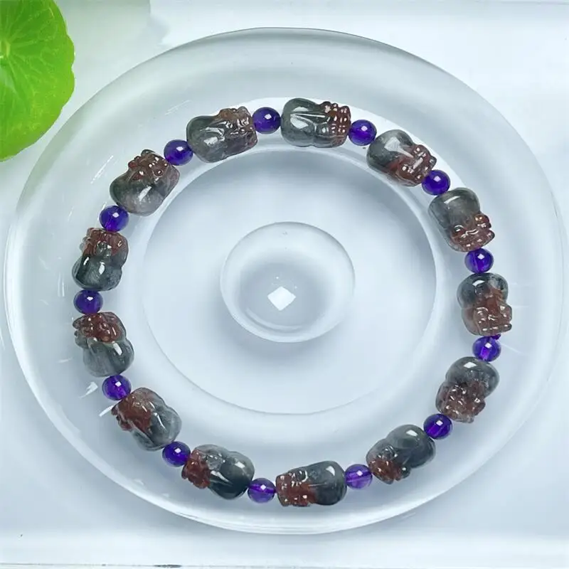 

8X11MM Natural Auralite Pixiu Bead Bracelet Women Fashion Crystal Healing Fengshui Yoga Jewelry Gift 1PCS