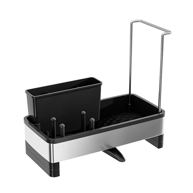 

Stainless Steel Sink Caddy, Sponge Holder For Kitchen Sink With Brush Holder & Dishcloth Rack, Rustproof Organizer Countertop