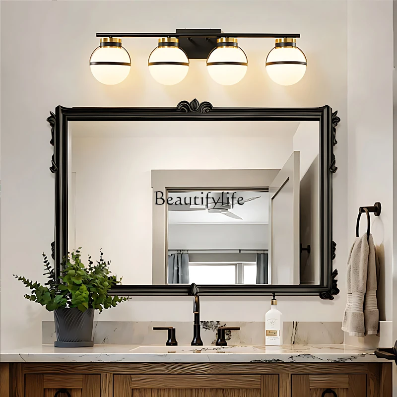 

French bathroom mirror retro carved American wall-mounted bathroom smart bathroom mirror