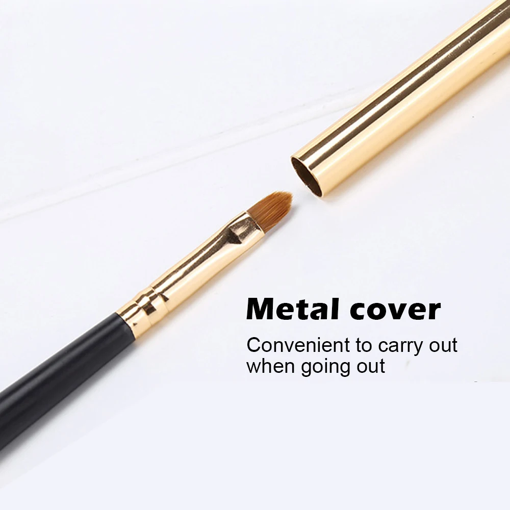 Tragbare Gold Silber Lip Gloss Make-Up Pinsel Stift Metall Griff Kosmetische Lipgloss Lippenstift Pinsel Mit Schutzkappe