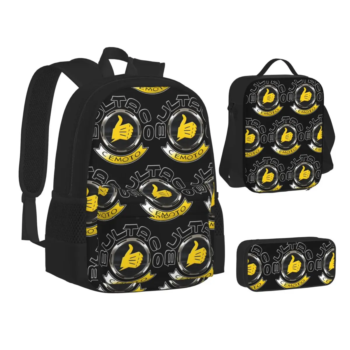 

Bultacos Alpina Motorcycles Backpacks Students Bookbag School Bags Children Rucksack Lunch Bag Pen Bag Three-Piece Set