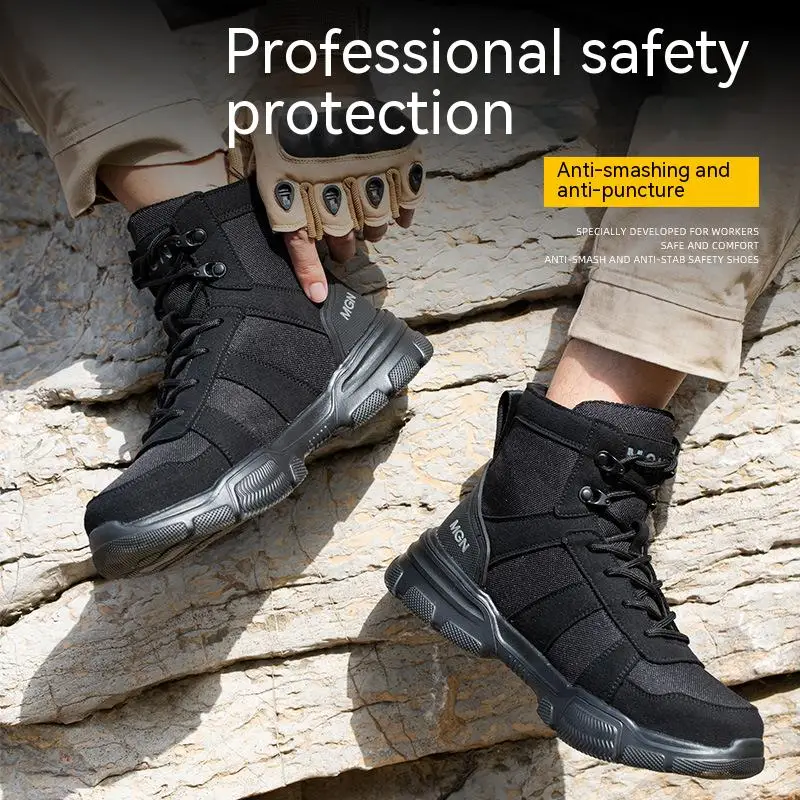 Men Boots Comfortable Work Shoes Safety Shoes With Steel Toe Cap Anti-smash Sneakers Puncture-proof Indestructible Shoes