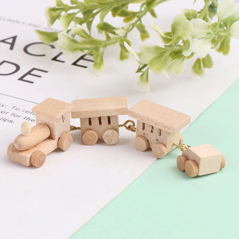 -1Pc new Wood 1:12 Dollhouse Miniature Wooden Train Simulation Model Toy Doll House Decor