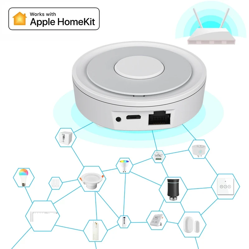 HomeKit ZigBee Gateway Hub Smart Home Bridge ZigBee APP التحكم عن بعد يعمل مع Apple HomeKit Alexa Google Home Tuya SmartLife