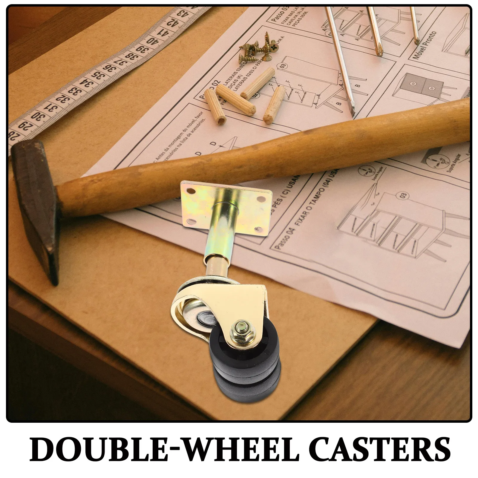 Upright Piano Caster Dual Wheel Heavy Duty Replacement Parts for Easy Upright Piano Movement Smooth Rolling Wheels