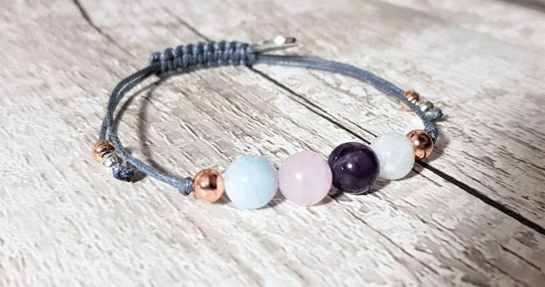 Fertility and Pregnancy | Protection and Healing Bracelet | Aquamarine, Rose Quartz, Amethyst, Moonstone