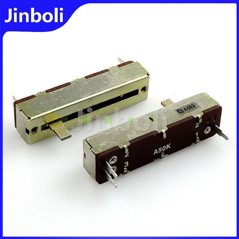 1PCS Single 3Pins Straight Slide Potentiometer A50K Length 50mm, Stroke 30mm, Dimmer Mixer Fader