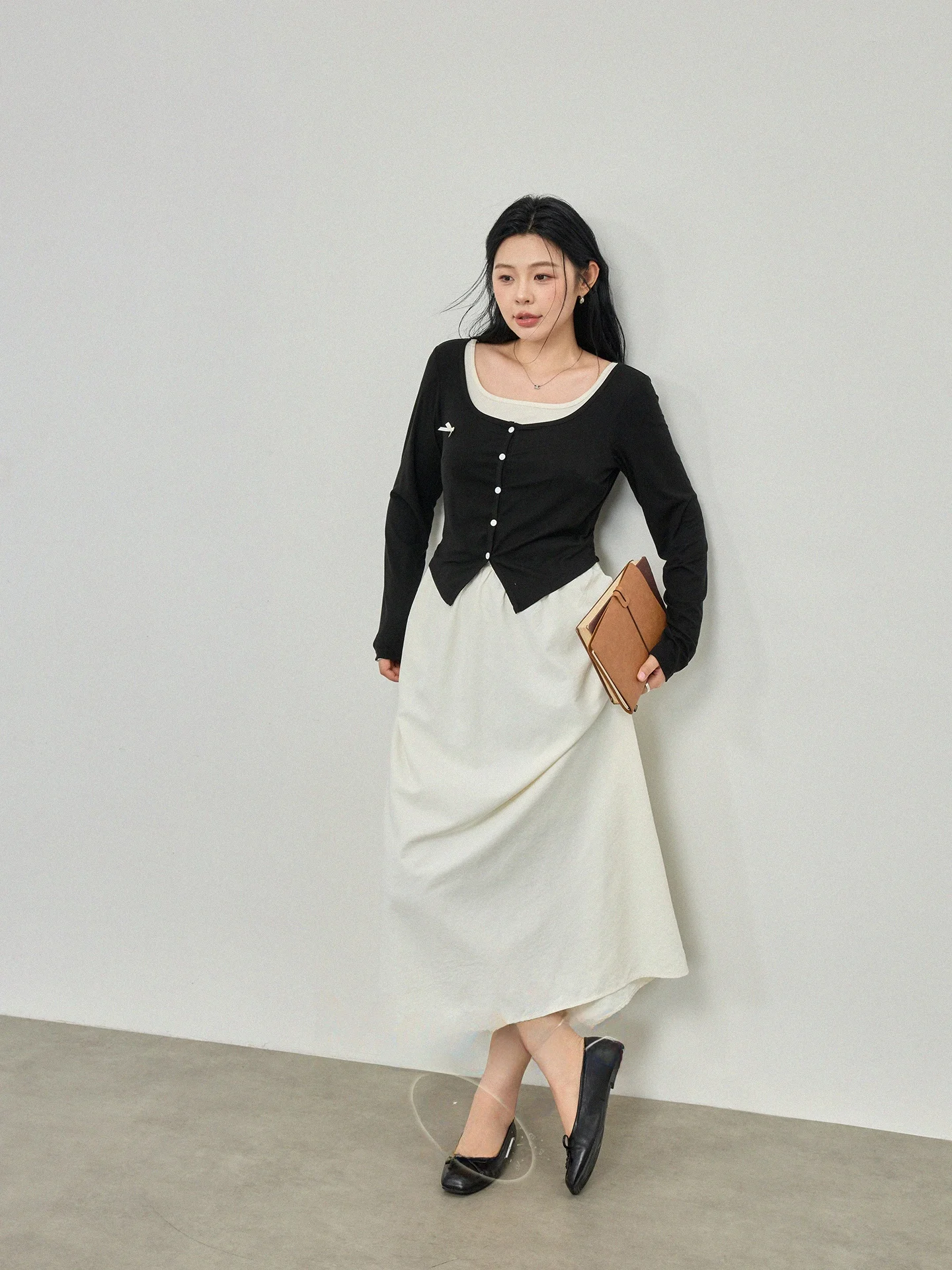 

Женское длинное платье больших размеров с квадратным вырезом, цветными блоками и завязками, повседневное, с завышенной талией, из смесового хлопка, осеннее